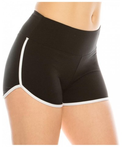 Booty Shorts for Women - High Waisted Super Soft Dolphin Shorts Sbsl166 / Black White $10.99 Shorts