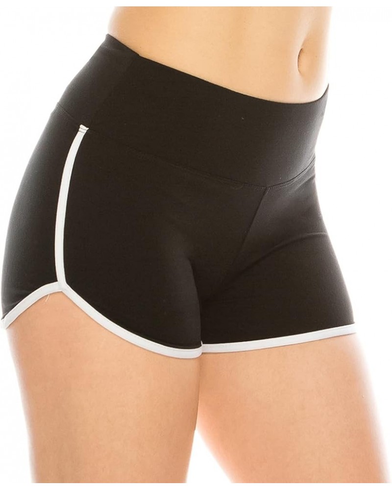 Booty Shorts for Women - High Waisted Super Soft Dolphin Shorts Sbsl166 / Black White $10.99 Shorts