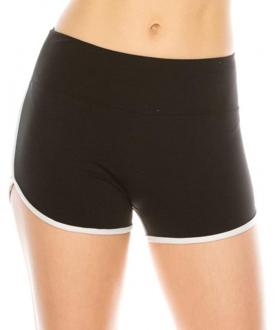 Booty Shorts for Women - High Waisted Super Soft Dolphin Shorts Sbsl166 / Black White $10.99 Shorts