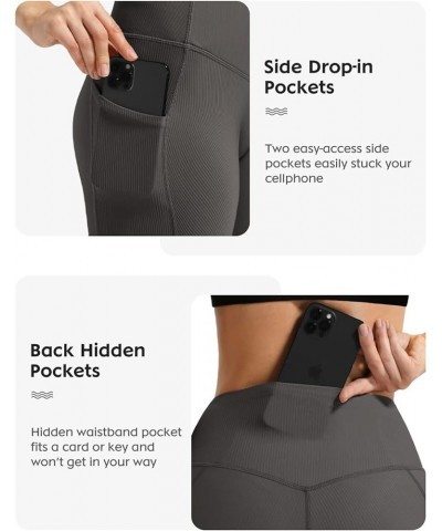 Women Cross Waist Biker Shorts with Pocket 5" High Waisted Booty Workout Shorts 1 Grey $9.66 Activewear