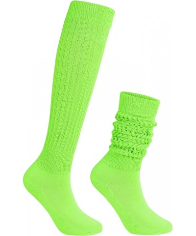 Slouch Socks Womens Leg Warmers Super Soft Scrunch Knee High Socks Womens Boot Socks 9-11 Neon Green $7.69 Activewear