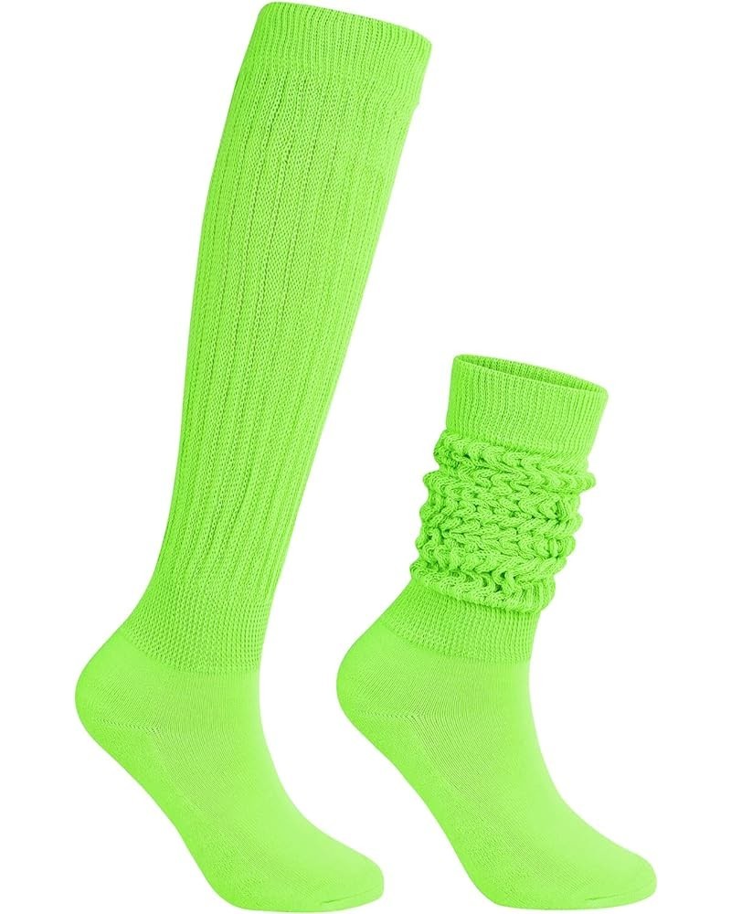 Slouch Socks Womens Leg Warmers Super Soft Scrunch Knee High Socks Womens Boot Socks 9-11 Neon Green $7.69 Activewear