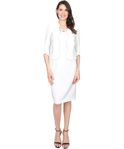 Women's Scallop Egde Jacket Dress White $26.71 Others