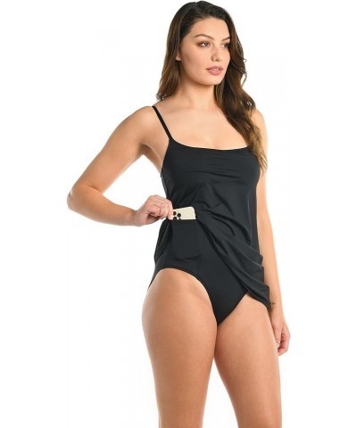 Women's Island Goddess Swim Dress One Piece Swimsuit Black $55.22 Swimsuits