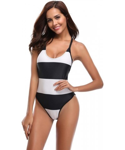 Women Sexy One Piece Swimsuits Halter Plunge V Neck Low Back Cutout Swimwear Bd White $13.30 Swimsuits