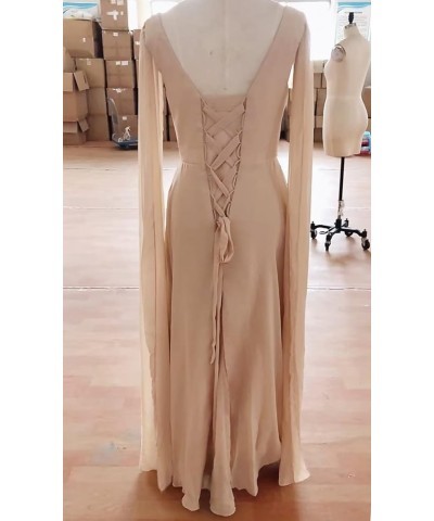 Mother of The Bride Dresses with Long Cape Sleeves Beaded Split Floor Length Formal Dress 1-burnt Orange $33.44 Dresses