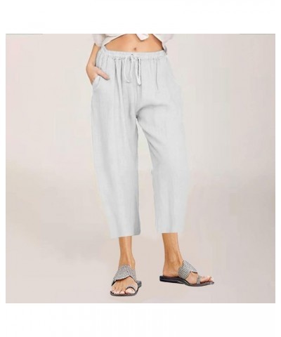 Capri Pants for Women 2024 Summer Casual Capri Leggings Lightweight High Wasit Stretch Cropped Trousers with Pockets X01 Whit...