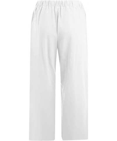 Capri Pants for Women 2024 Summer Casual Capri Leggings Lightweight High Wasit Stretch Cropped Trousers with Pockets X01 Whit...