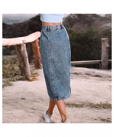 Washed Denim Jeans for Women, Fashion High Waist Slimming Jeans Loose Casual Solid Wide Legged Denim Pants with Pockets 8-dar...