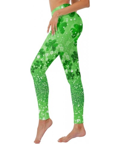 St.Patrick's Day Irish Green Shamrock Yoga Pants High Waisted Clover Leaves High Waisted Leggings Tummy Control Soft A_green ...