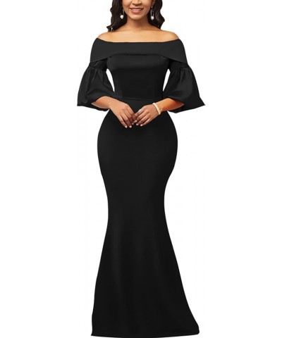 Women's Elegant Formal Mermaid Maxi Dress Off Shoulder Long Sleeve Wedding Split Evening Gown Prom Cocktail Party Dresses 552...