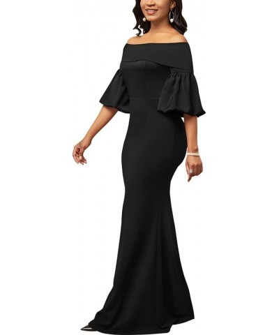 Women's Elegant Formal Mermaid Maxi Dress Off Shoulder Long Sleeve Wedding Split Evening Gown Prom Cocktail Party Dresses 552...