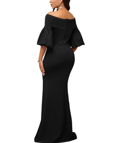 Women's Elegant Formal Mermaid Maxi Dress Off Shoulder Long Sleeve Wedding Split Evening Gown Prom Cocktail Party Dresses 552...