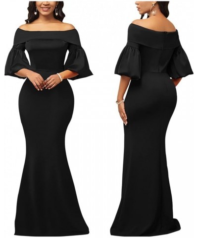 Women's Elegant Formal Mermaid Maxi Dress Off Shoulder Long Sleeve Wedding Split Evening Gown Prom Cocktail Party Dresses 552...