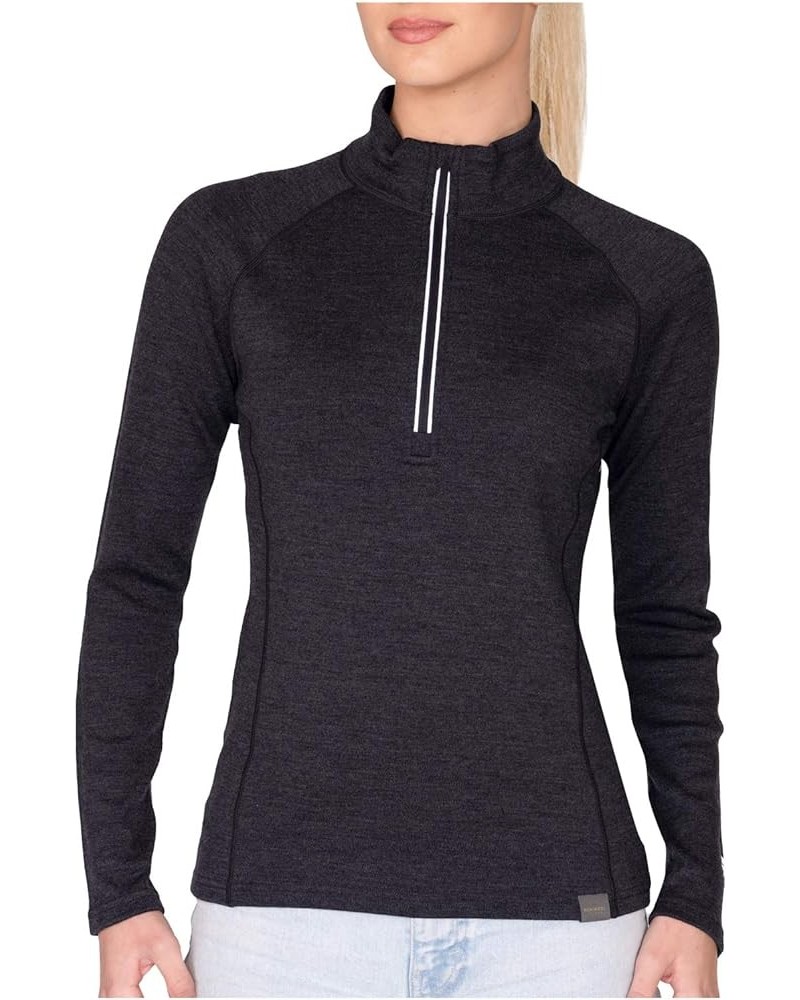 Women’s Half Zip Base Layer Top 400g Heavyweight Merino Wool Sweater Charcoal Gray $52.25 Sweaters