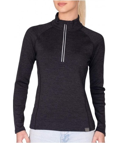 Women’s Half Zip Base Layer Top 400g Heavyweight Merino Wool Sweater Charcoal Gray $52.25 Sweaters