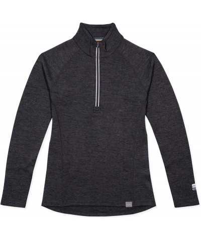 Women’s Half Zip Base Layer Top 400g Heavyweight Merino Wool Sweater Charcoal Gray $52.25 Sweaters