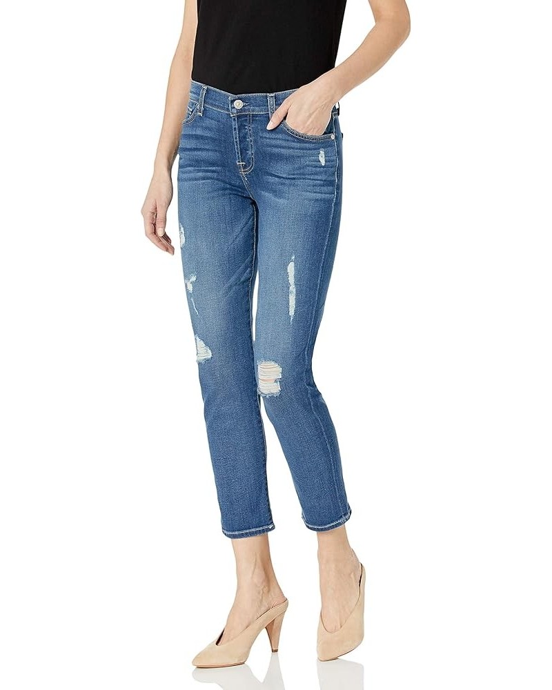 Women's Destroyed Josefina Boyfriend Mid Rise Jeans Radiant Pier $68.74 Jeans