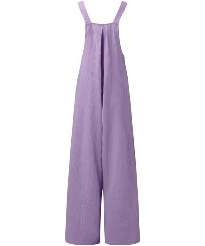 Womens Casual Wide Leg Jumpsuit 2023 Loose Sleeveless Jumpsuits Long Baggy Pants Rompers Jumpsuits with Pockets Purple $11.19...