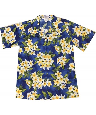 Made in Hawaii ! Women's Plumeria Season Hawaiian Aloha Camp Shirt Navy $14.50 T-Shirts