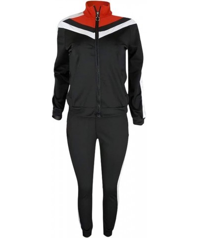 Womens Jogging Suits Set 80s 90s Sweatsuits Two Piece Outfits Tracksuit Color Block Clothing 5black $16.77 Activewear