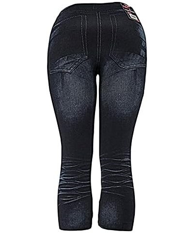 J.ann Womens Denim-Like Printed Short Carpri Leggings (Size S/M or L) 04c_blue $7.79 Leggings