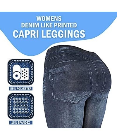 J.ann Womens Denim-Like Printed Short Carpri Leggings (Size S/M or L) 04c_blue $7.79 Leggings