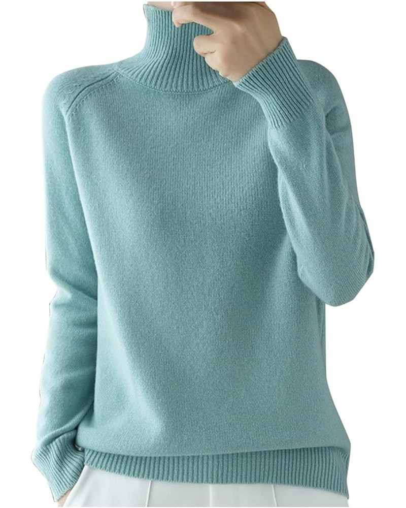 Cashmere Sweaters for Women Long Sleeve Sweaters Crew Neck Solid Pullover Jumpers Tops Daily Comfy Tunic Blouse 02-mint Green...