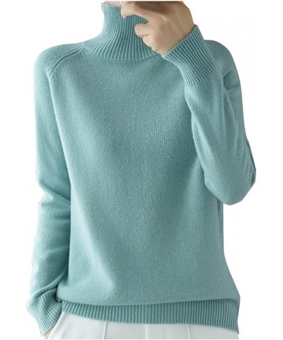 Cashmere Sweaters for Women Long Sleeve Sweaters Crew Neck Solid Pullover Jumpers Tops Daily Comfy Tunic Blouse 02-mint Green...