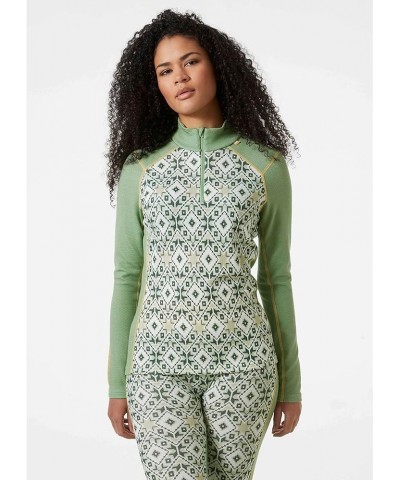 Womens LIFA Merino Midweight Graphic 1/2 Zip Base Layer Shirt Small 406 Jade 2.0 Star Pixel $42.75 Activewear