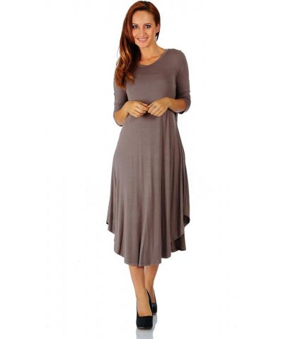 Rayon Span 3/4 Sleeve Rounded Hem Mid-Length Maxi Dress, Small (Size: Small - 5X) Coco $16.32 Dresses