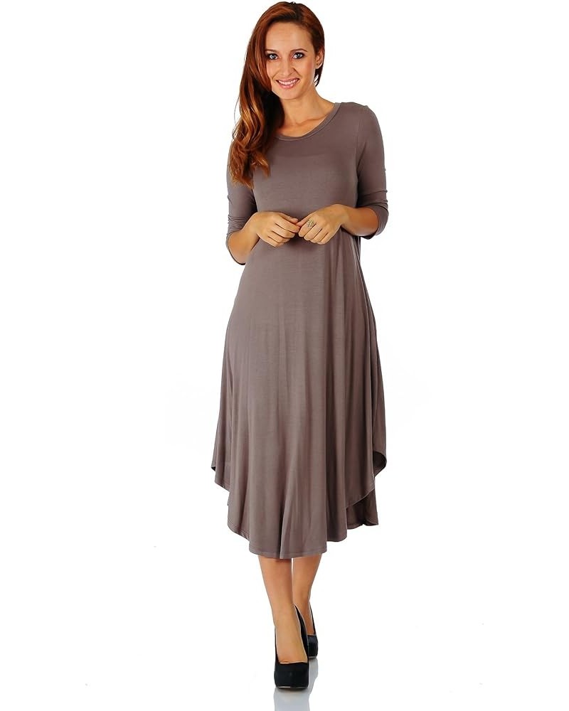 Rayon Span 3/4 Sleeve Rounded Hem Mid-Length Maxi Dress, Small (Size: Small - 5X) Coco $16.32 Dresses