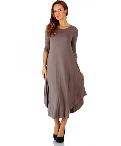 Rayon Span 3/4 Sleeve Rounded Hem Mid-Length Maxi Dress, Small (Size: Small - 5X) Coco $16.32 Dresses