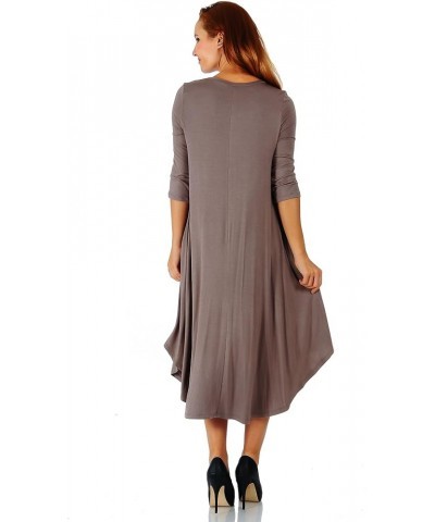 Rayon Span 3/4 Sleeve Rounded Hem Mid-Length Maxi Dress, Small (Size: Small - 5X) Coco $16.32 Dresses