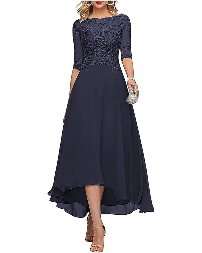 Lace Appliques Mother of The Bride Dresses for Wedding 3/4 Sleeve Tea Length Beaded Formal Evening Prom Dress Navy $25.00 Dre...