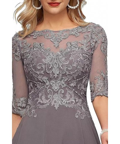 Lace Appliques Mother of The Bride Dresses for Wedding 3/4 Sleeve Tea Length Beaded Formal Evening Prom Dress Navy $25.00 Dre...