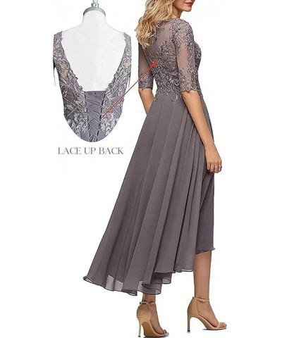 Lace Appliques Mother of The Bride Dresses for Wedding 3/4 Sleeve Tea Length Beaded Formal Evening Prom Dress Navy $25.00 Dre...