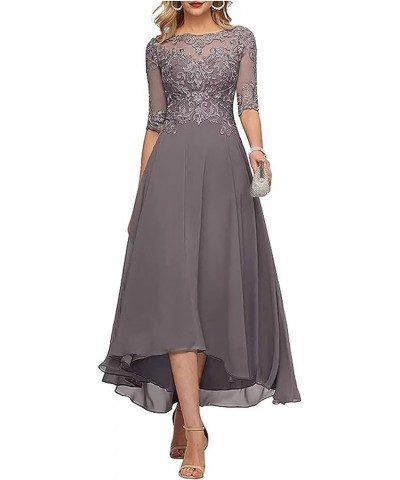 Lace Appliques Mother of The Bride Dresses for Wedding 3/4 Sleeve Tea Length Beaded Formal Evening Prom Dress Navy $25.00 Dre...