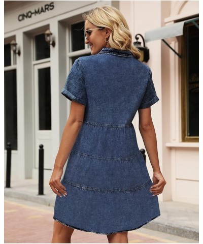 Women's Denim Dress for Women Cute Babydoll Denim Shirt Dress Denim Dress with Pockets Navy_lk $17.99 Socks