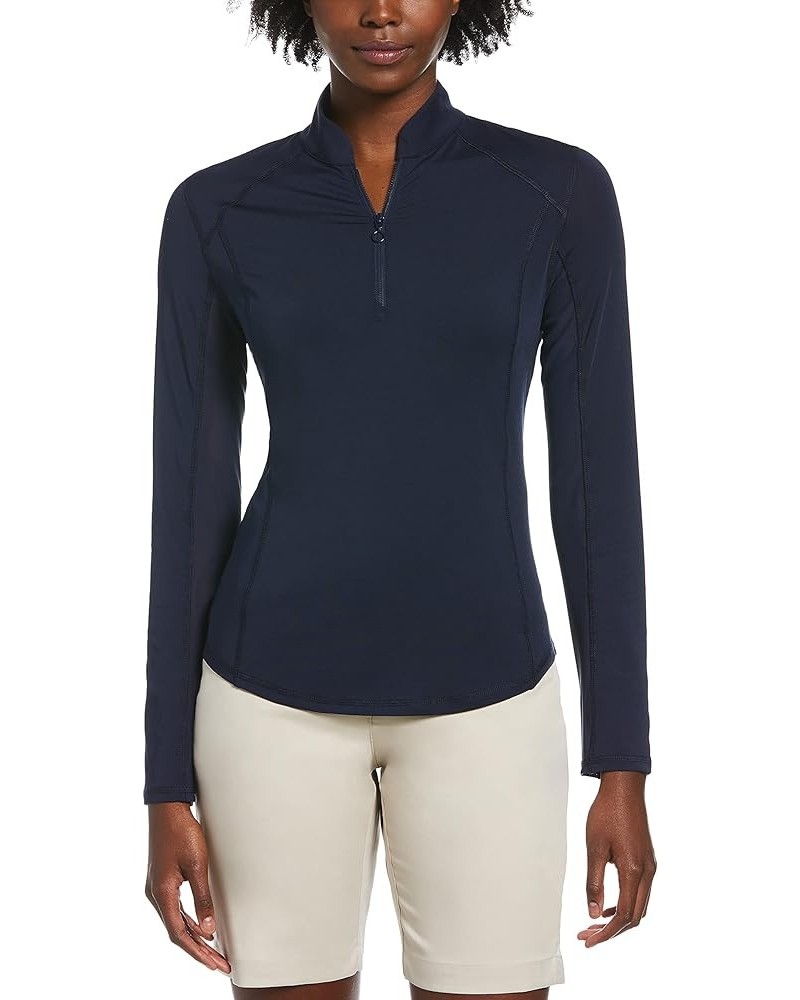 Women's 1/4 Zip Long Sleeve Sun Protection Golf Shirt Peacoat $15.97 Activewear