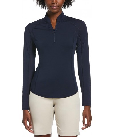 Women's 1/4 Zip Long Sleeve Sun Protection Golf Shirt Peacoat $15.97 Activewear