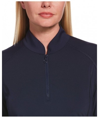 Women's 1/4 Zip Long Sleeve Sun Protection Golf Shirt Peacoat $15.97 Activewear