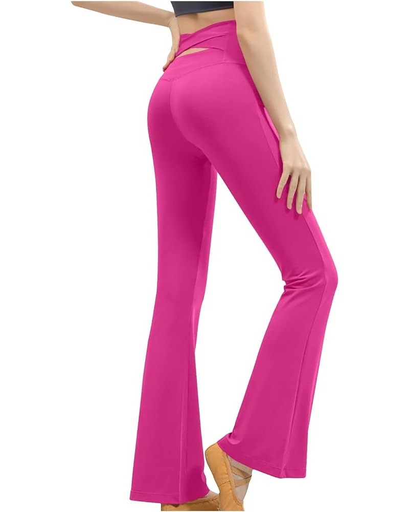 Womens Flare Leg Bootcut Sports Leggings Pants Spandex High Waisted Leggings Shapewear Stretch Pull-on Jeggings 04 Hot Pink $...