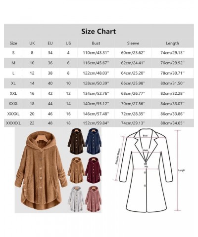 Winter Fluffy Fleece Hooded Coats for Women Plus Size Cute Button Down Jacket Tops 2023 Thicken Warm Casual Outerwear C- Wine...