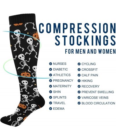 Fleur De Lis Compression Socks for Women and Men Circulation Mardi Gras Long Socks for Athletic Running 1 1 Skeleton $10.02 A...