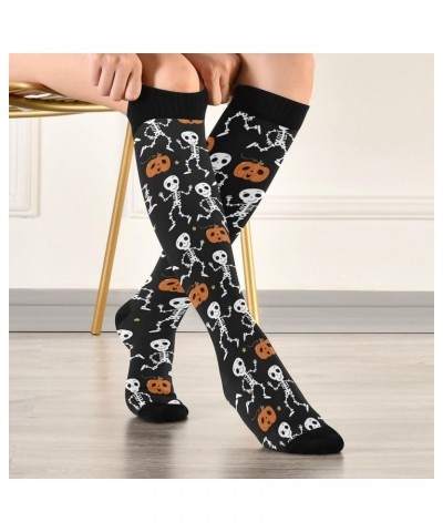 Fleur De Lis Compression Socks for Women and Men Circulation Mardi Gras Long Socks for Athletic Running 1 1 Skeleton $10.02 A...