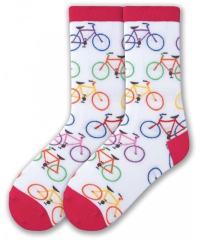 Women's Fun Sports & Outdoors Crew Socks-1 Pairs-Cool & Cute Casual Novelty Gifts Colorful Bikes (White) $7.02 Activewear