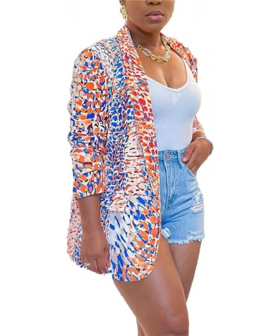 Womens Tie Dye Blazer Printed Jacket Top Open Front Long Sleeve Casual Work Multicolor Coat Orange $19.57 Blazers