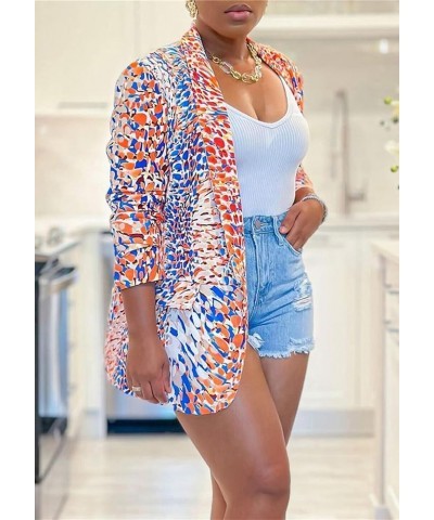 Womens Tie Dye Blazer Printed Jacket Top Open Front Long Sleeve Casual Work Multicolor Coat Orange $19.57 Blazers