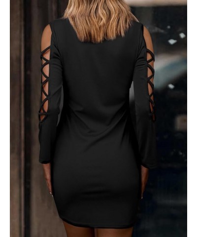 Women's Cocktail Dresses 3/4 Long Sleeve Off The Shoulder Elegant Bodycon Dress Sexy Club Party Mini Dress Black $11.28 Dresses